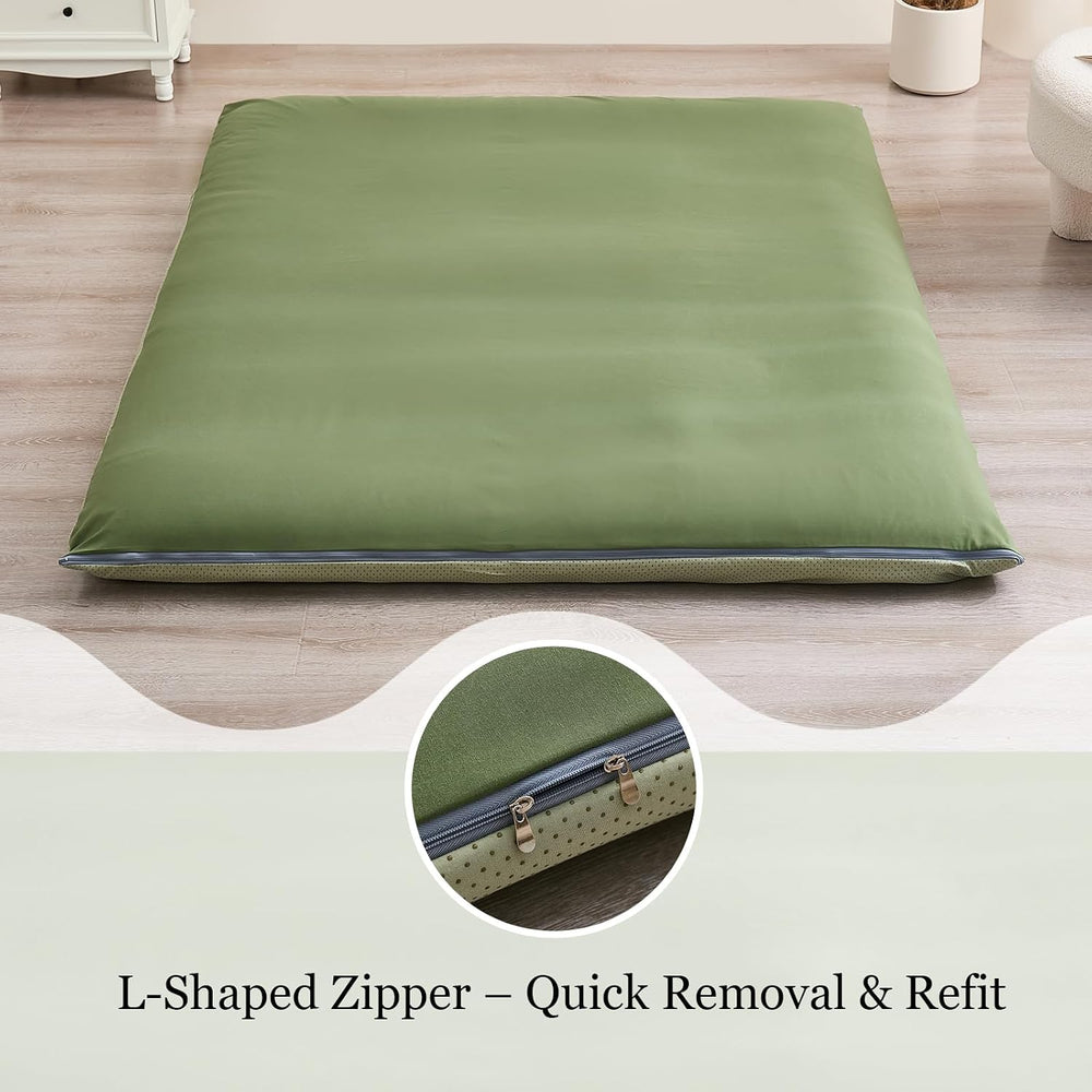 Futon Mattress Cover, Zippered Japanese Floor Mattress Cover