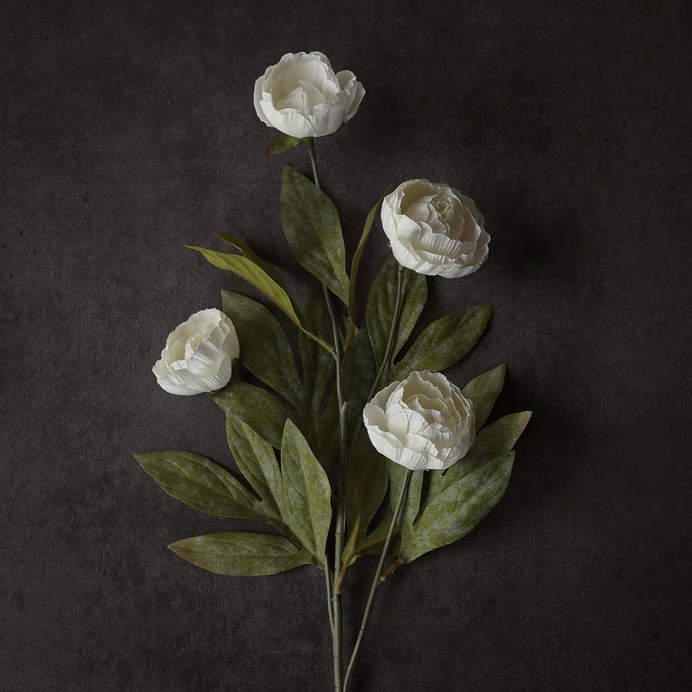 Juxdp 6 Pcs 27" Artificial Peony Silk Flower Stems for Vase Decor(Cream)