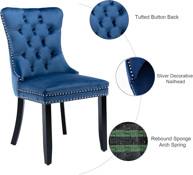 Velvet Dining Chairs Set of 6, Tufted Upholstered Dining Room Chairs with Bac...