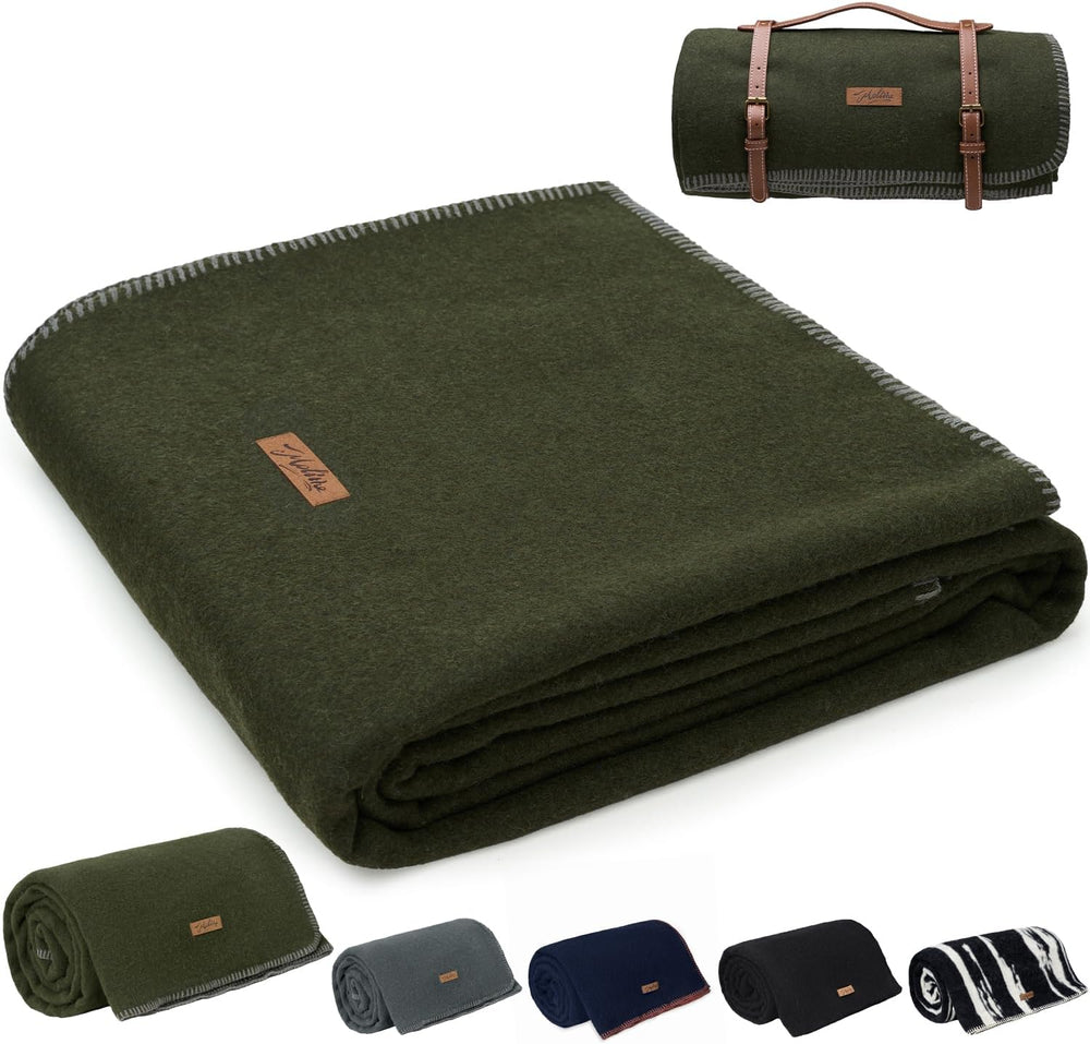 100% Wool Blanket, 62" x 86", Warm, Thick, Military, Camping Gear