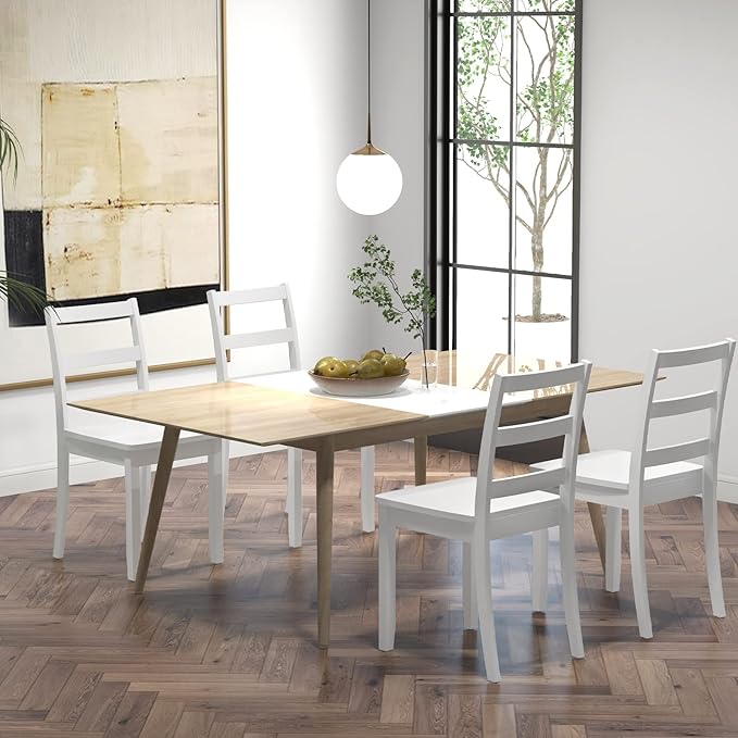 COSTWAY Wooden Dining Chairs Set of 2, Mid-Century Modern Armless Kitchen Sid...