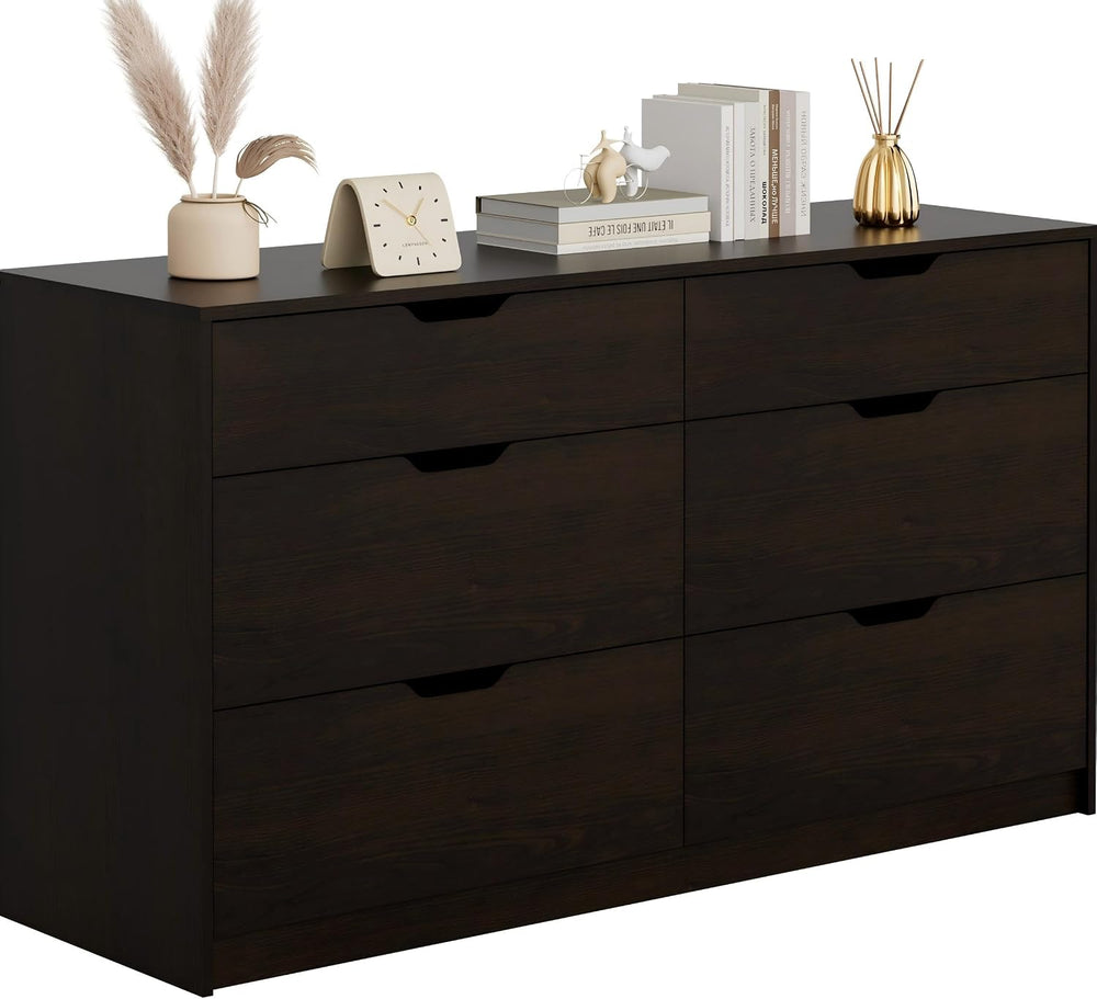 Furmax Dresser for Bedroom with 6 Drawers, 47.2" Modern Dressers, Brown