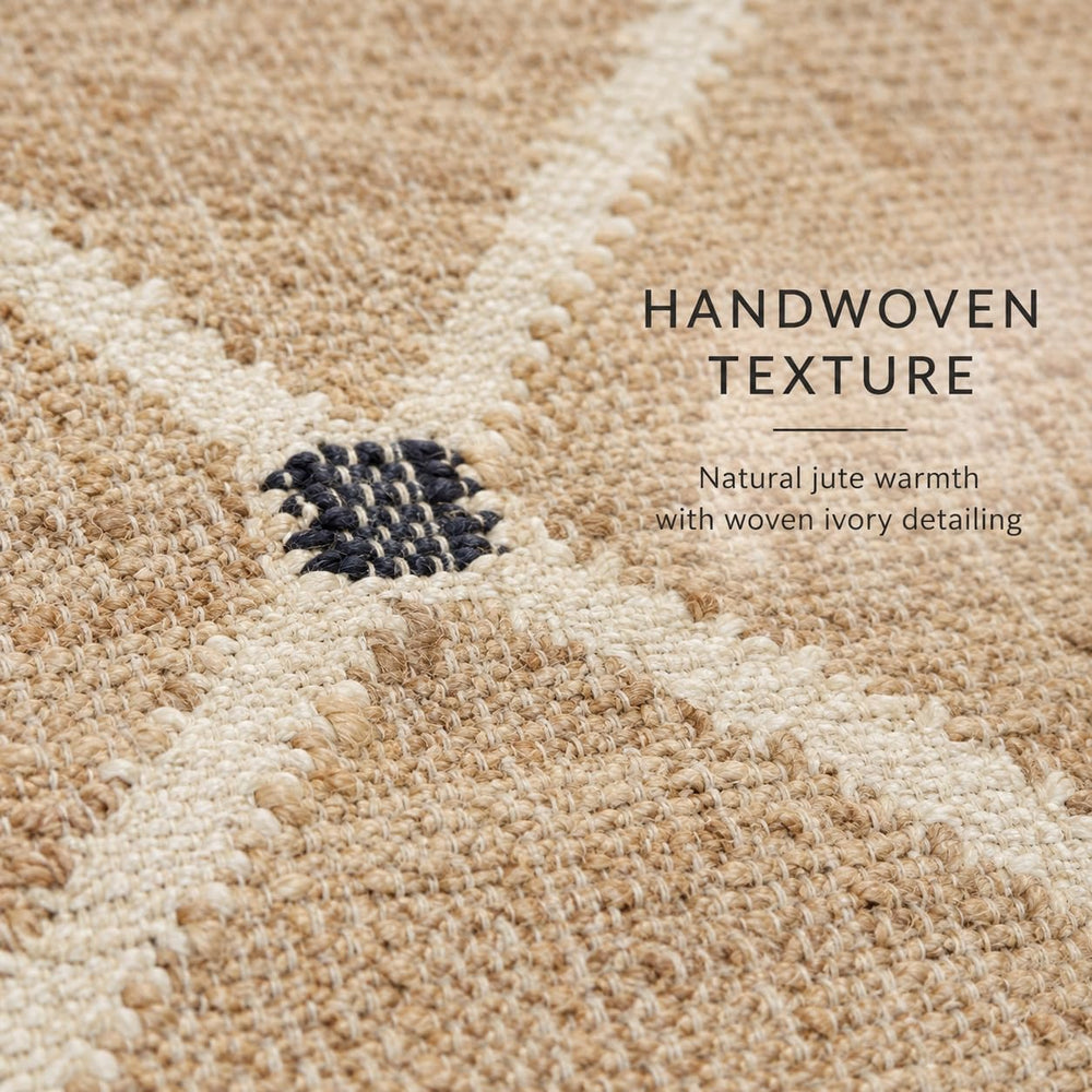 FRELISH DECOR Hand Woven Jute Area Rug 6'x9'- Geometric Design (Natural)