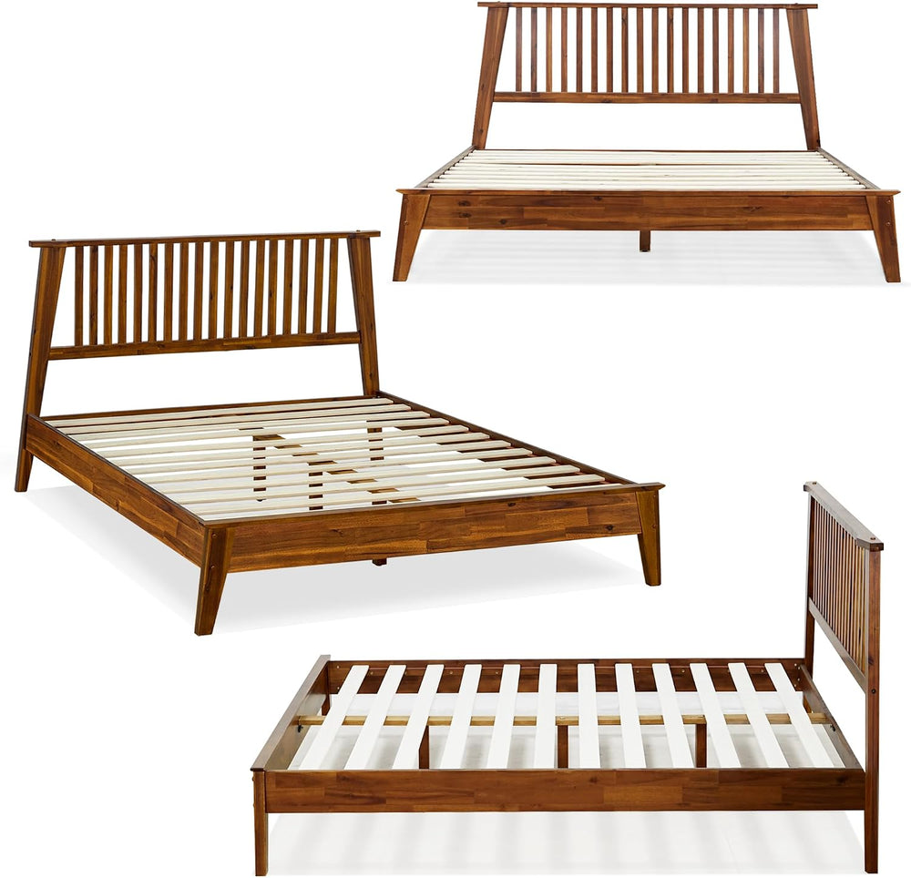 Acacia Kaylin Bed Frame with Headboard Solid Wood Platform Bed, King Bed Fram...