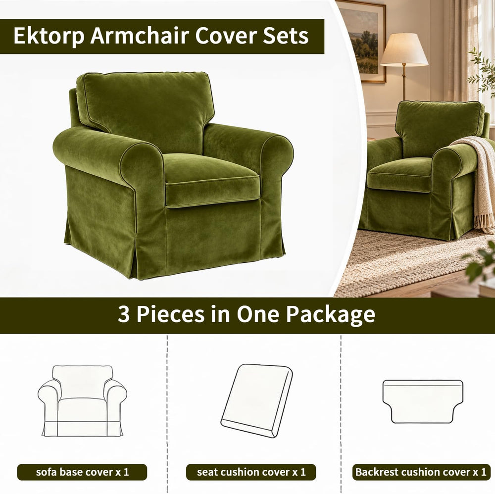 Velvet Pet-Friendly Replacement Ektorp Armchair Cover Compatible for IKEA Ekt...