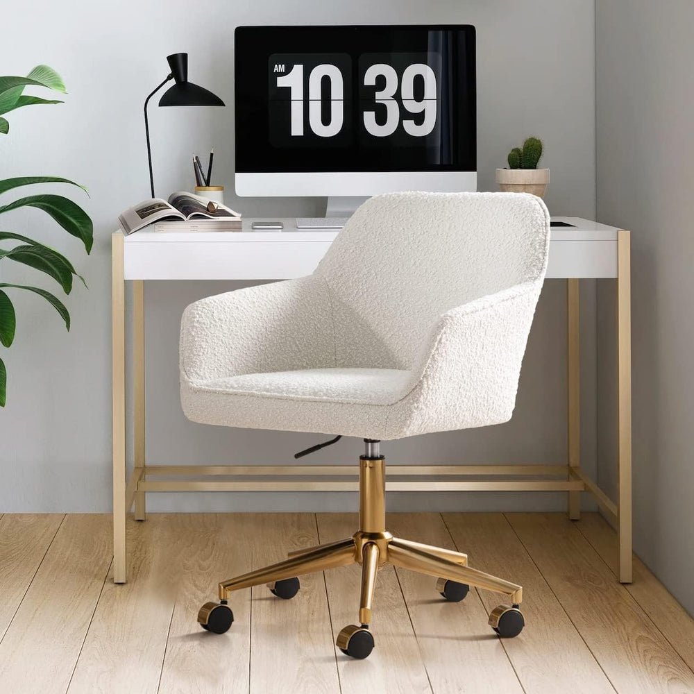 Zesthouse Modern Desk Chair with Wheels, White Swivel Vanity Chair for Girl