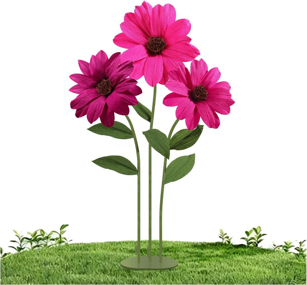 Mverse Giant Flower with Heavy Duty Iron Base Stand, Aluminum Pipe Stems | La...