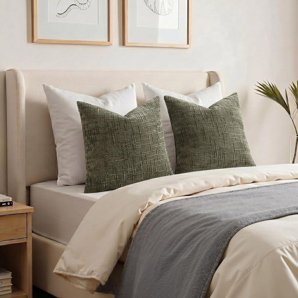 decorUhome Christmas Textured Chenille Throw Pillow Covers 24x24 Set of 2
