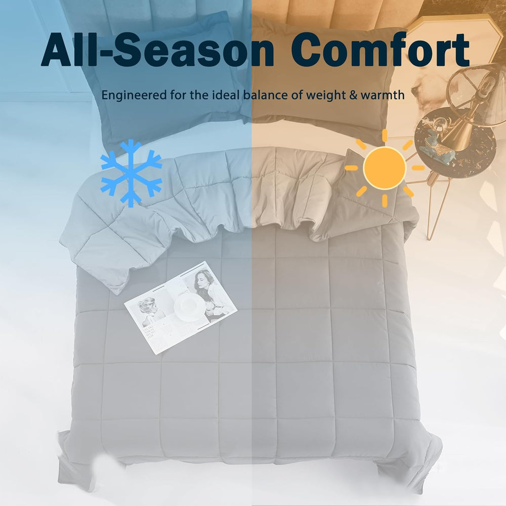 HIG 3pc Gray Queen Size Bedding Comforter Set Duvet Insert Blanket