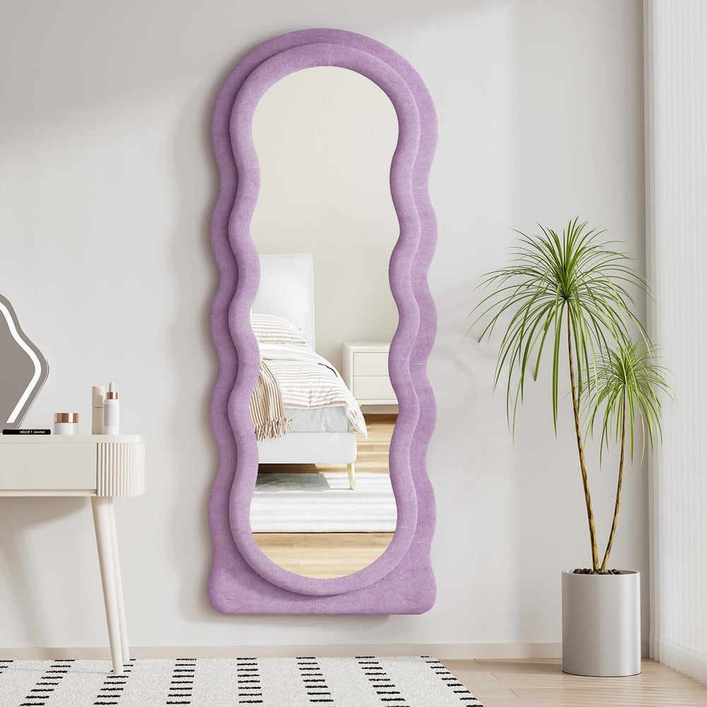 Dewfig Full Length Mirror, 63" x 24" Flannel Full Body Mirror, Purple