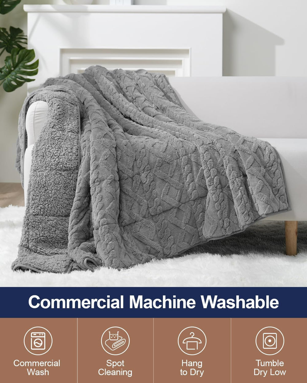 Ultra Soft Sherpa Weighted Blanket for Adults, 60"x80" 15lbs Heavy ...