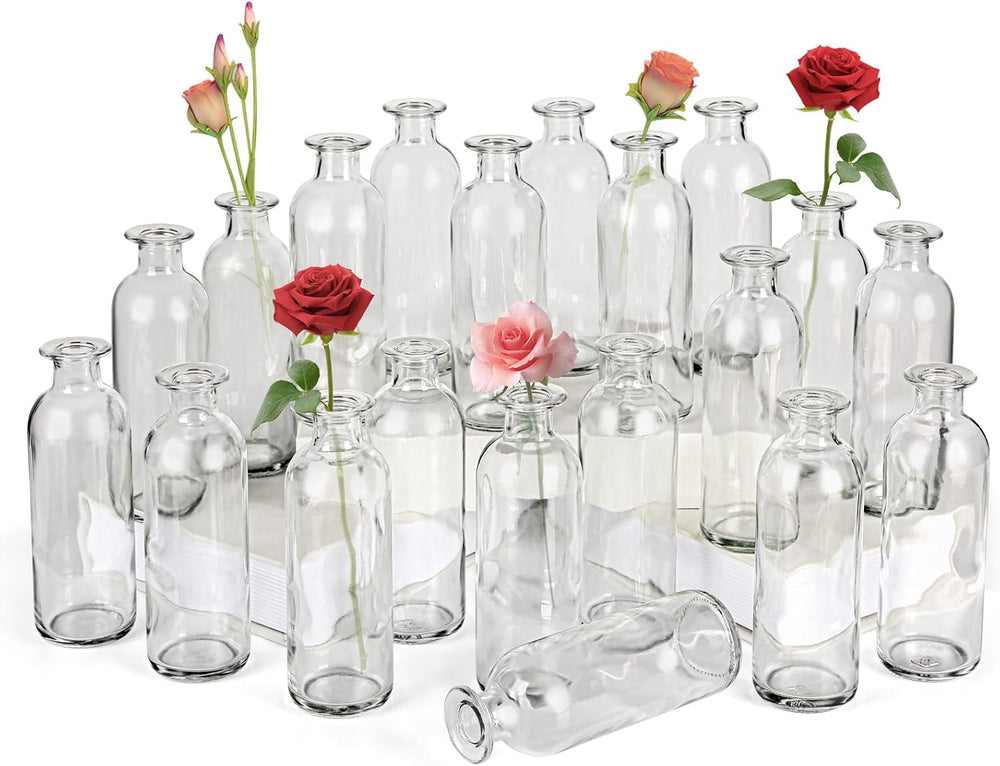 Clear Glass Bud Vase, 20 Pack 8 Oz Living Bud Vases, Small Vases for Flowers,...