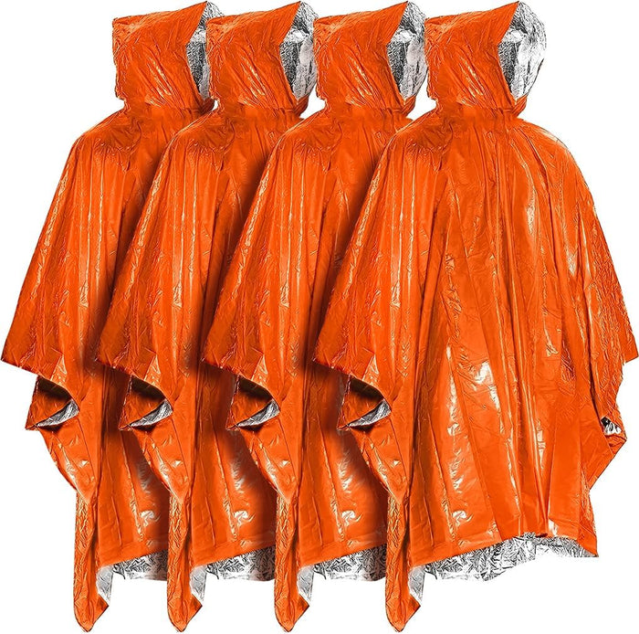 Everlit Survival Rain Poncho Emergency Mylar Space Blanket Camping Gear-Retain 90% of Body Heat Survival Gear for Survival Kits Camping Supplies Emergency Blankets
