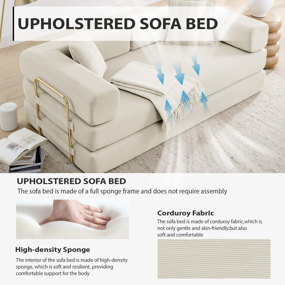 HANXIN 78'' Futon Sleeper Sofa Bed, Boneless Couch for Living Room, B...