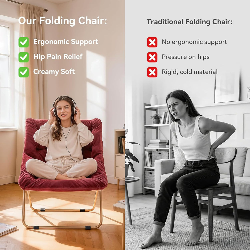 Magshion Folding Saucer Chair for Adults Comfy Lounge Reading Seat Accent Cha...