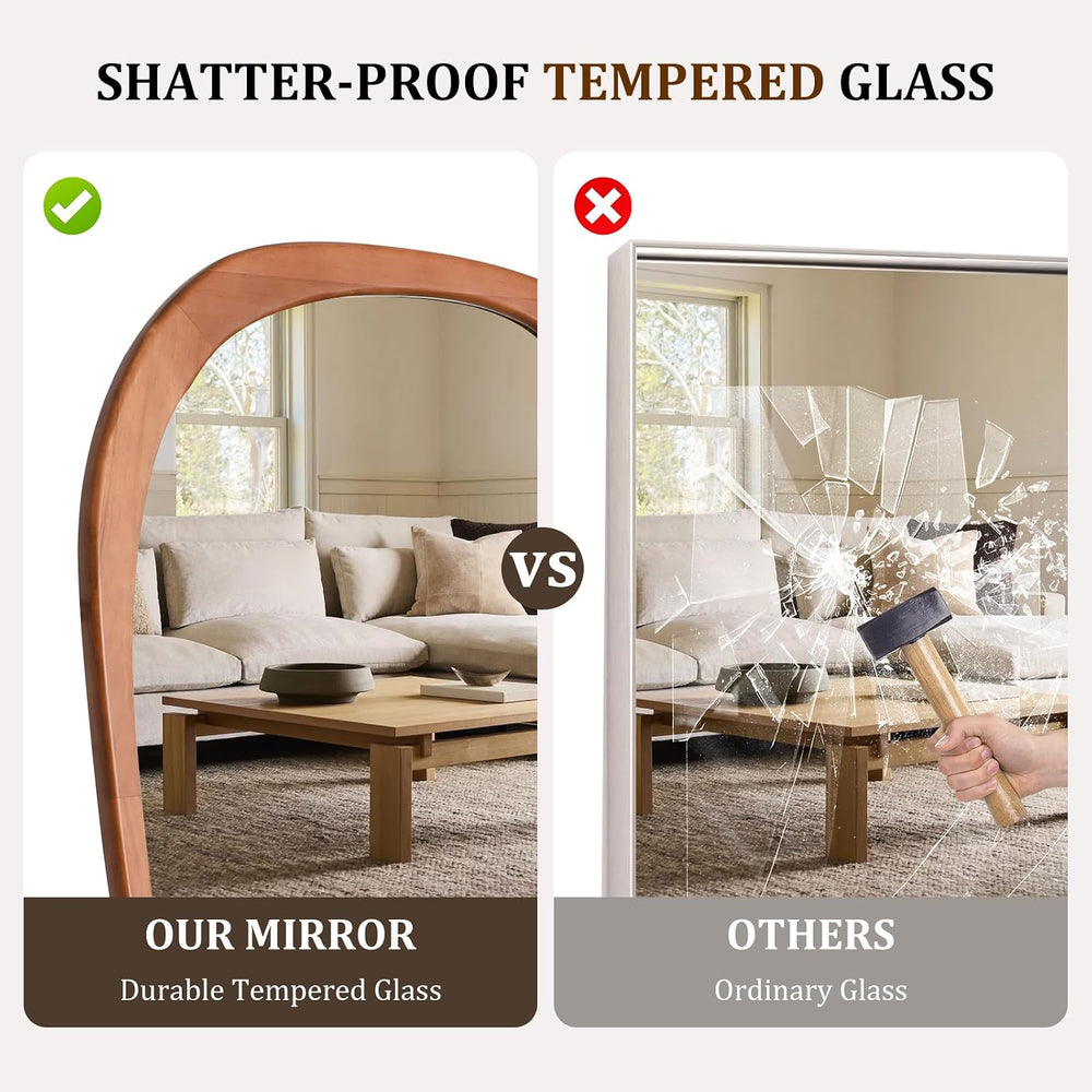 HOMECOOKIN 48" H x 22" W Asymmetrical Mirror, Irregular Wooden Wall...