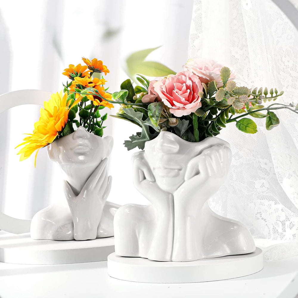Sieral 3 Pcs Ceramic Face Vase Female Form Flower Modern Body Vase for Decor ...