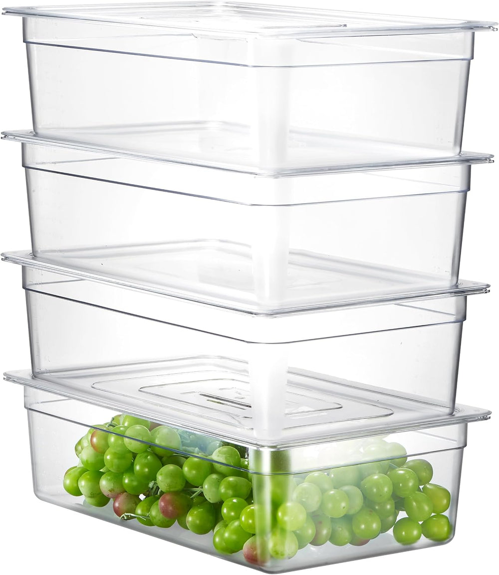 CURTA 4-Pack Full Size 6" Deep NSF Polycarbonate Food Pans