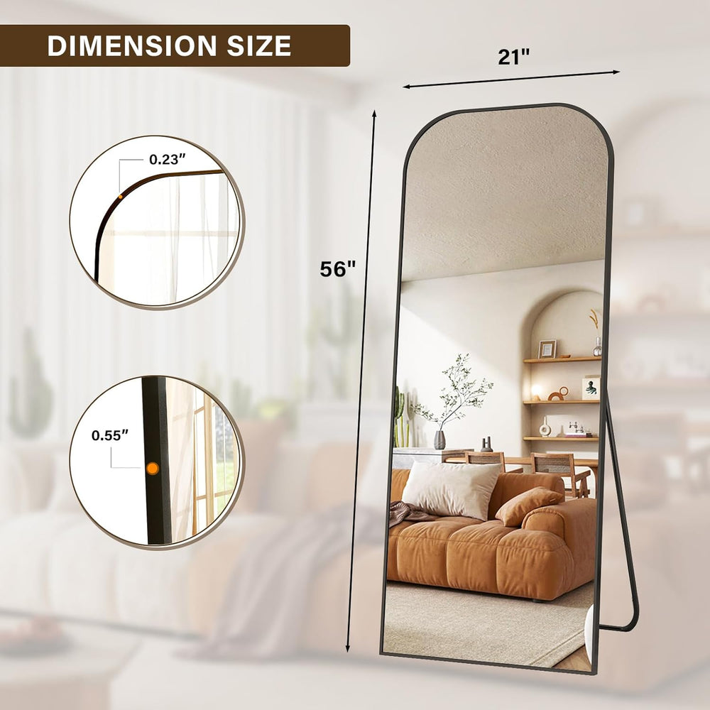 56x21 Inch Full Length Mirror - Large Floor Standing & Wall Mountable Ful...