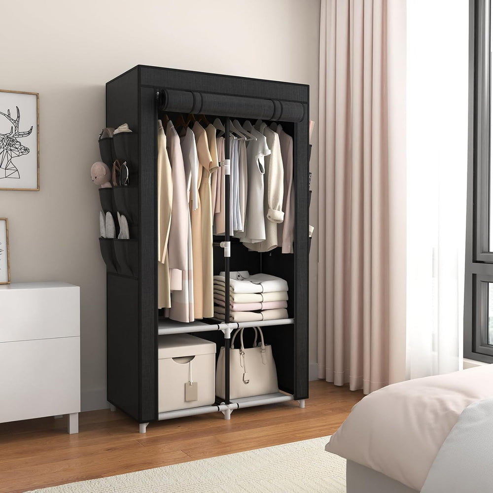 VTRIN Portable Closet Wardrobe Closet for Hanging Clothes with 4 Storage Shel...