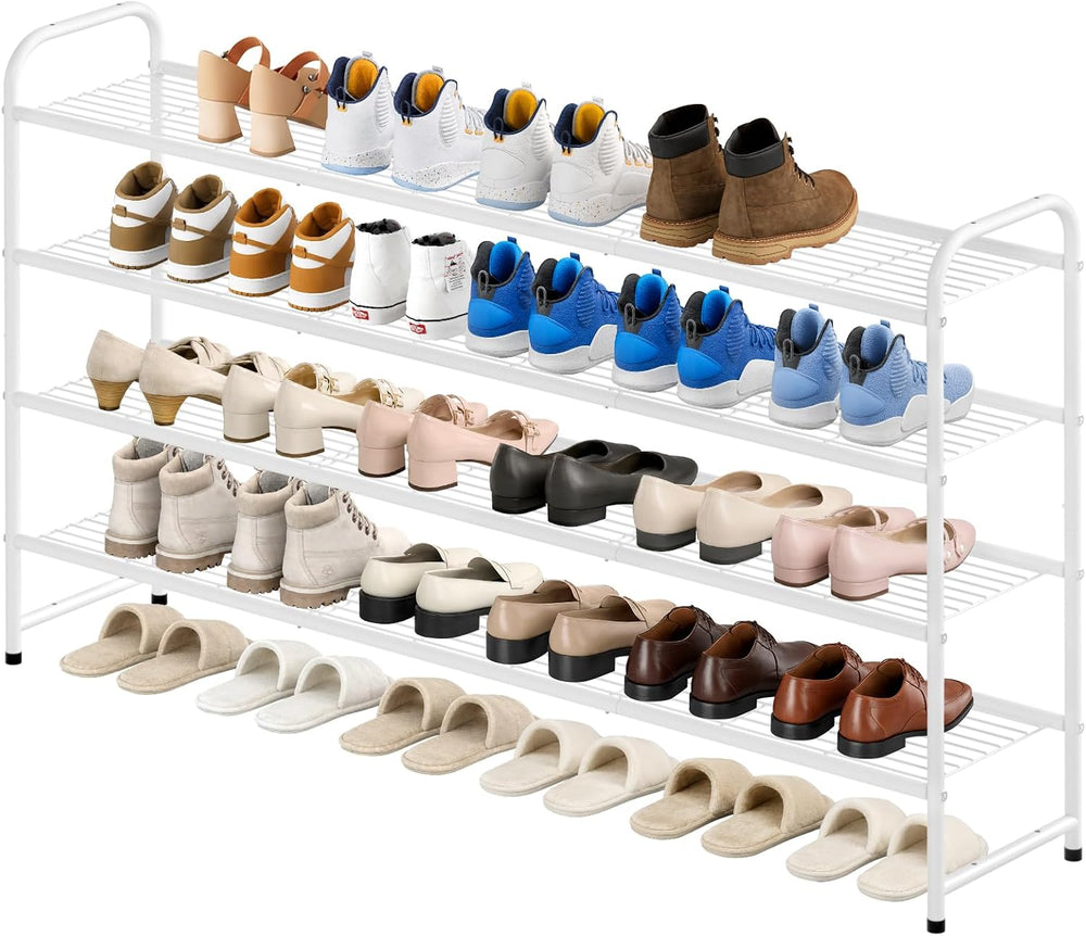 KEETDY 4-Tier Long Shoe Rack for Closet Floor, Wide Shoe Organizer Storage, S...