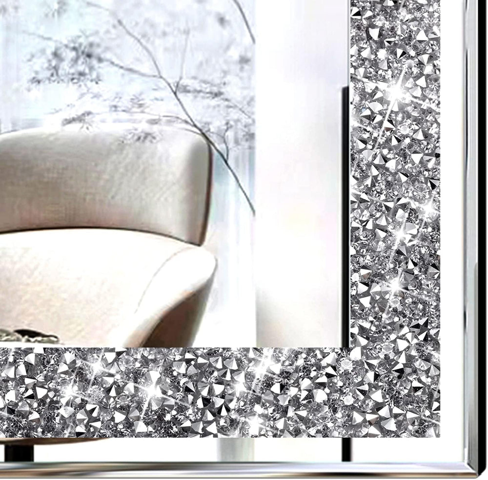 2 Piece Wall Mirrors, Crush Diamond Wall Décor Silver Decorative Mirrors for ...