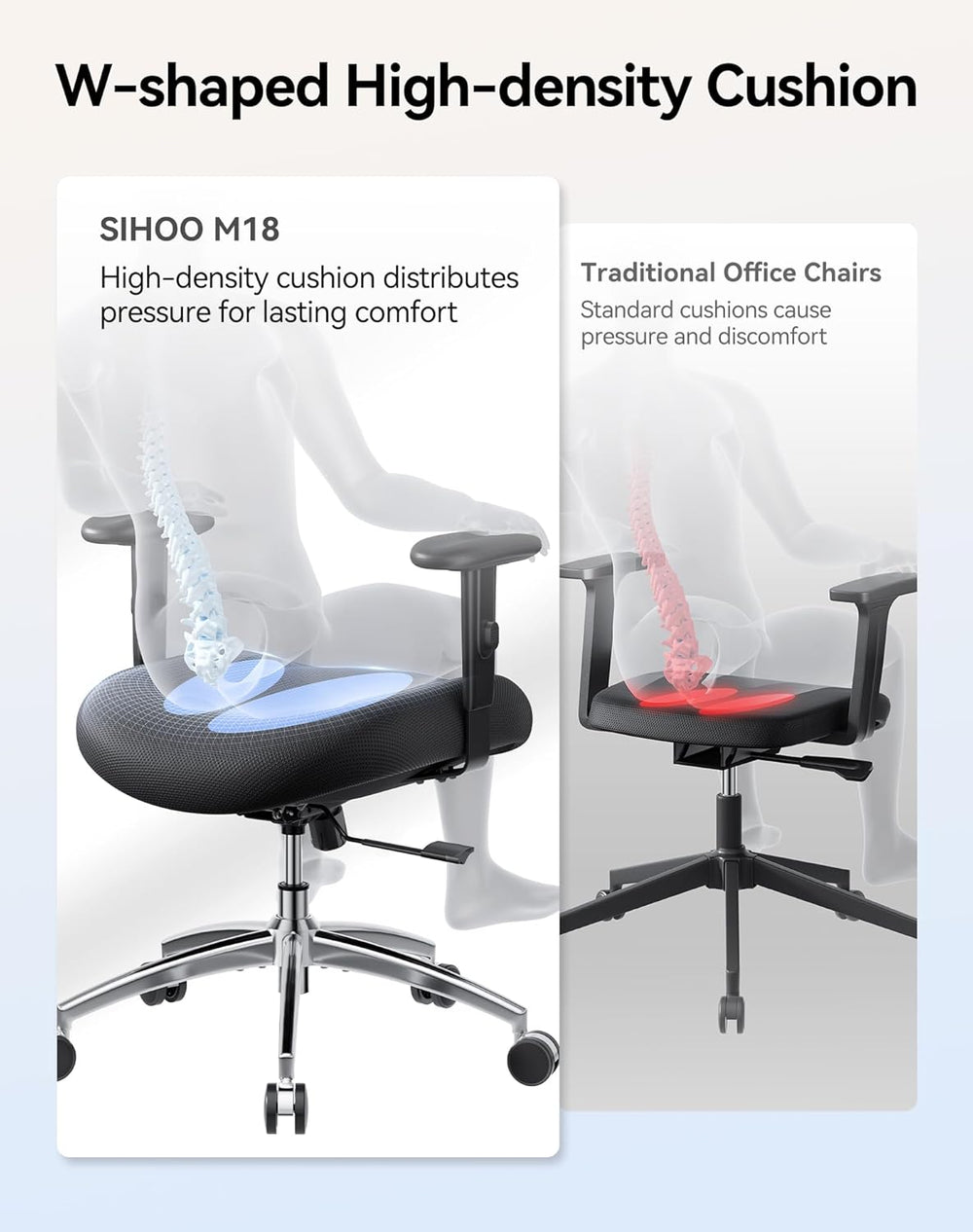 SIHOO M18 Ergonomic Office Chair, High Back Mesh Desk Chair with Adjustable H...
