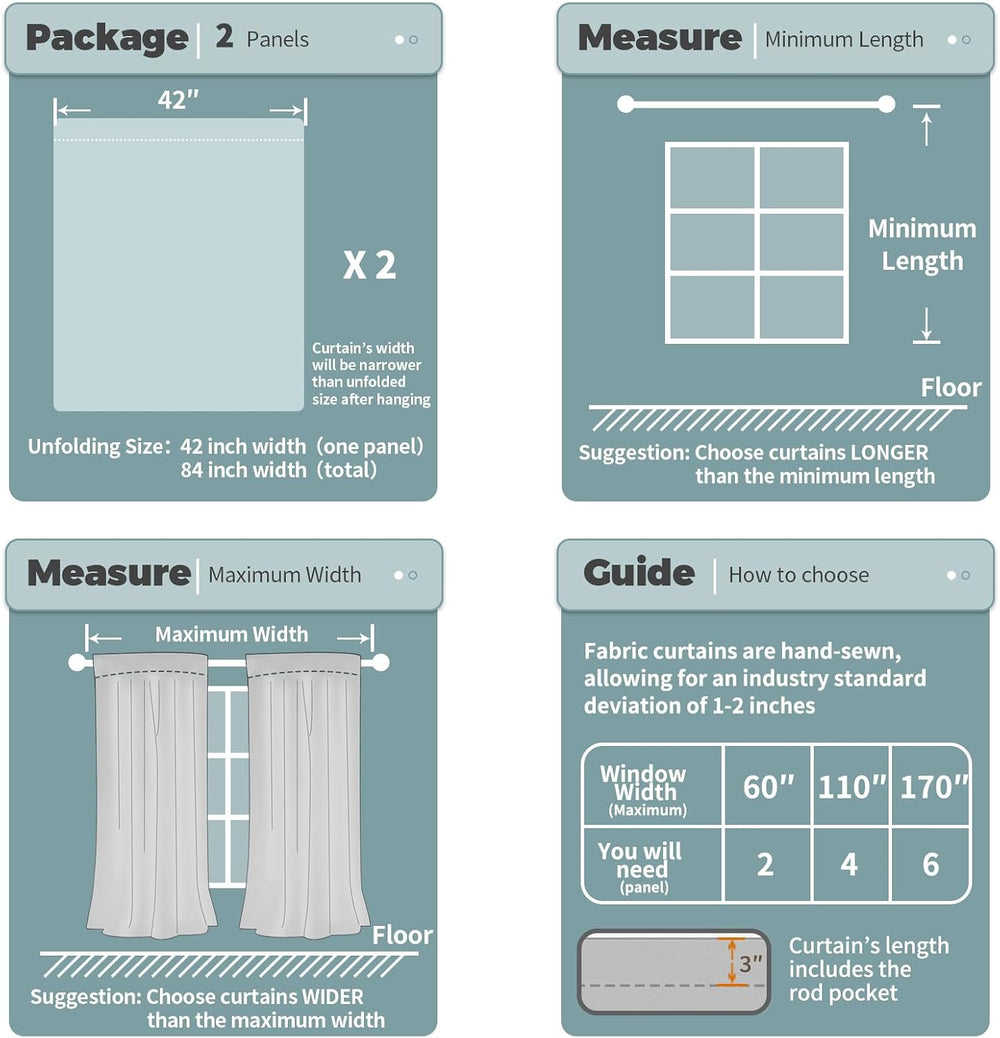 BGment White Blackout Curtains for Bedroom 45 Inch Long 2 Panels