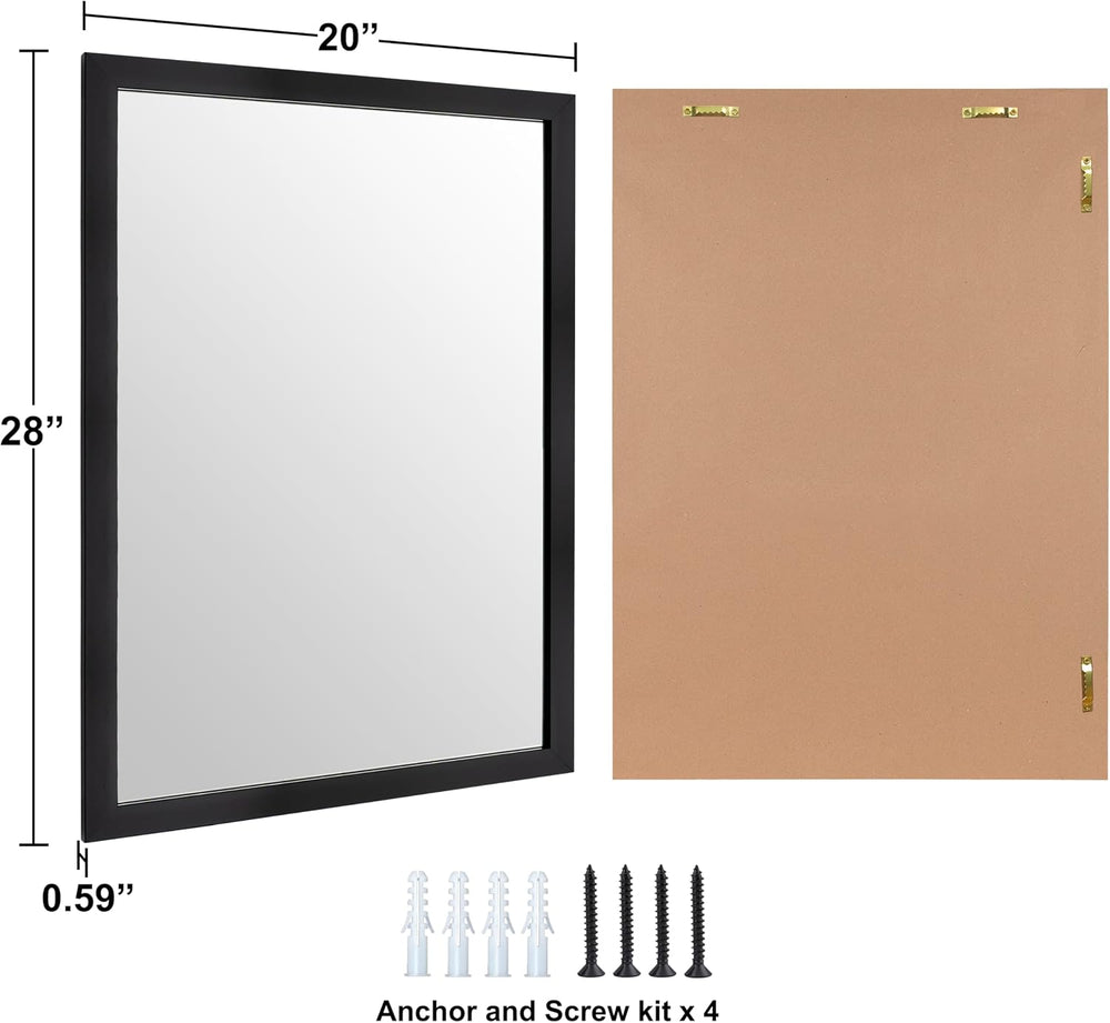 Rectangular Wall Mirror 28x20 Inch Bathroom Mirror for Over Sink, Black