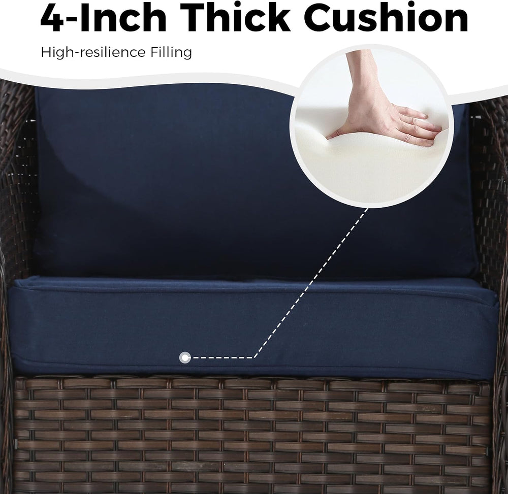 77 inch Outdoor Wicker 3 Seater Sofa, All-Weather Use Patio Rattan Sofa with ...
