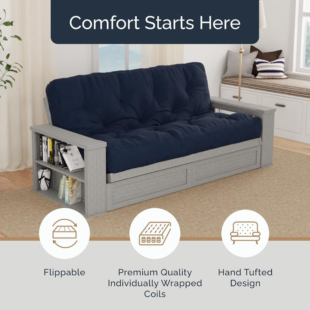 Loosh Home | 10" Full Size Futon Sofa Bed Pocket Coil Foam Mattress - US...