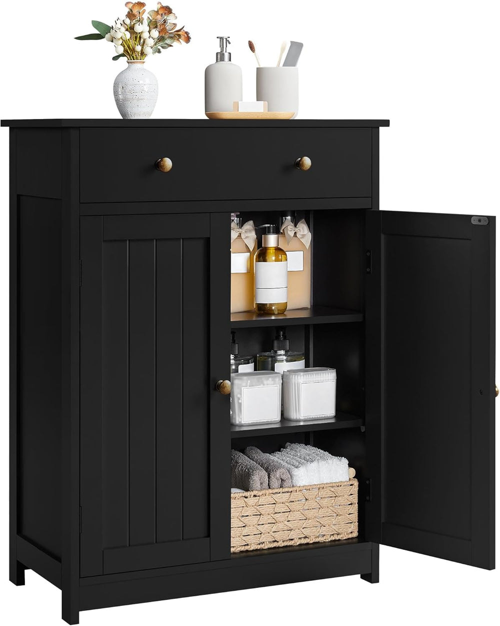 Yaheetech Bathroom Storage Cabinet with 1 Drawer and 2 Doors, Bathroom Floor ...