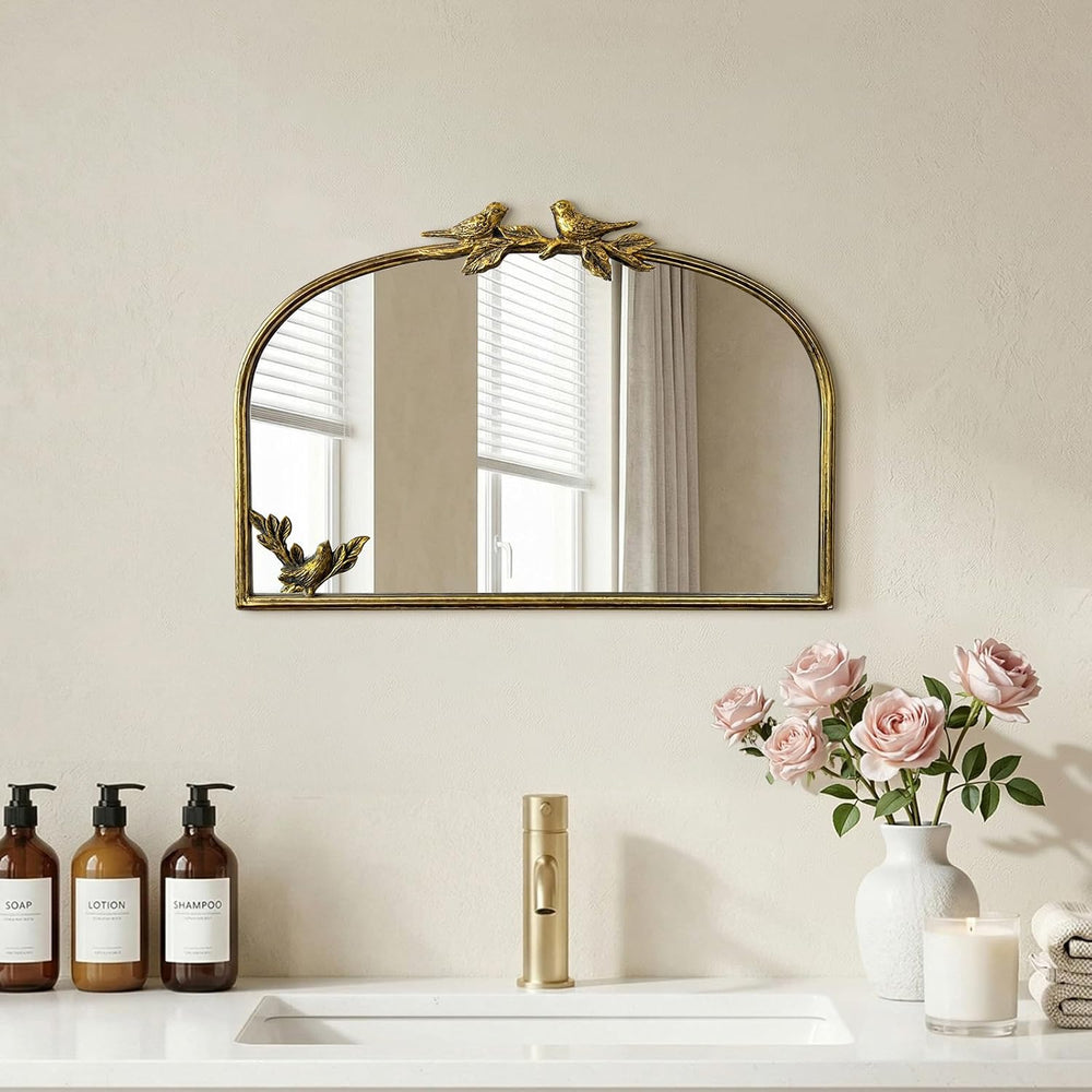 Antique Baroque Vintage Vanity Mirror 15x22Inch, Gold with Ornate Antique Fra...