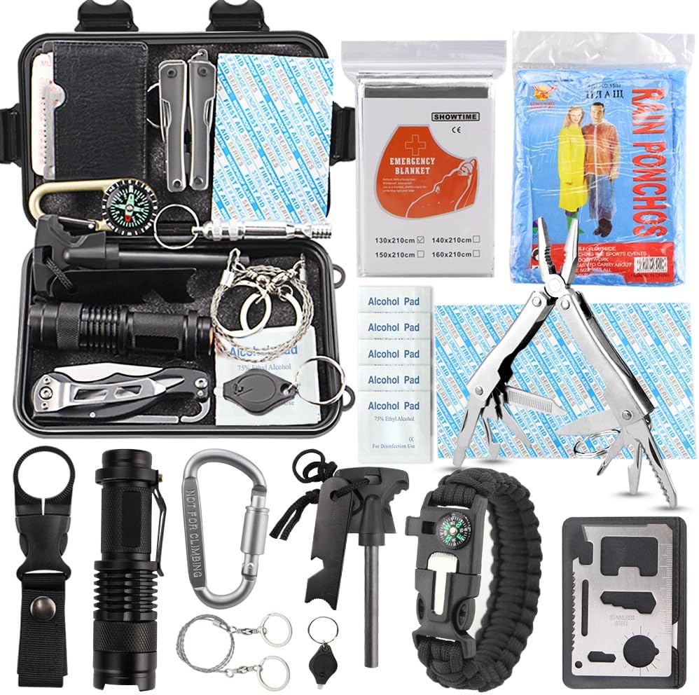 EMDMAK Survival Kit Outdoor Emergency Gear Kit for Camping Hiking Travelling ...