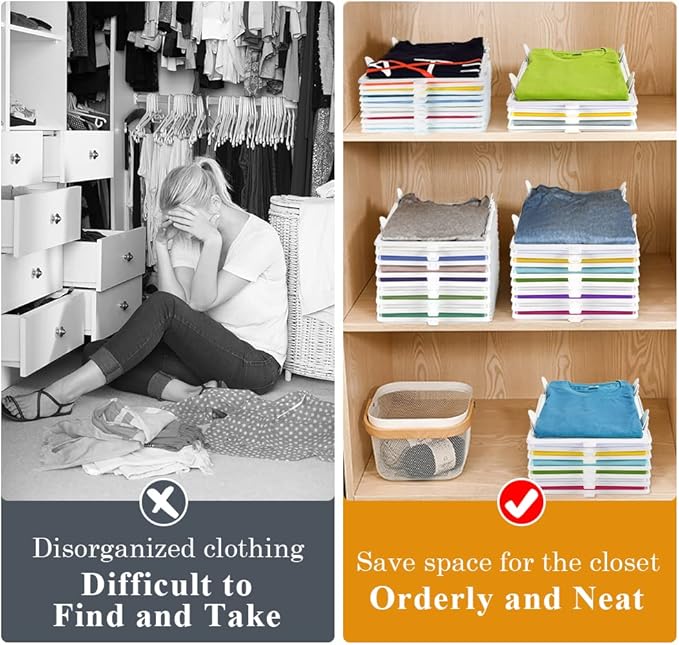 Accenter Tshirt Organizer for Clothes Storage, Stackable Closet Organizer