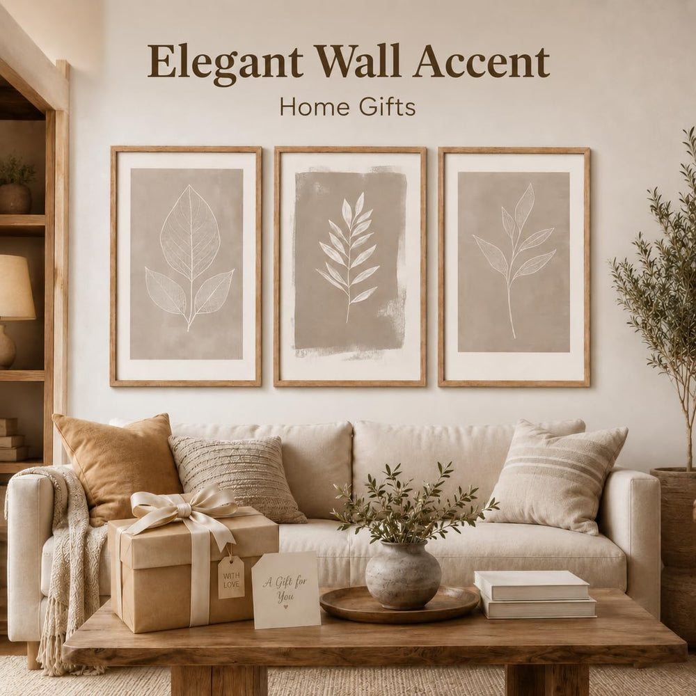 Framed 3pcs Boho Neutral Leaf Canvas Wall Art 12x16 Inch