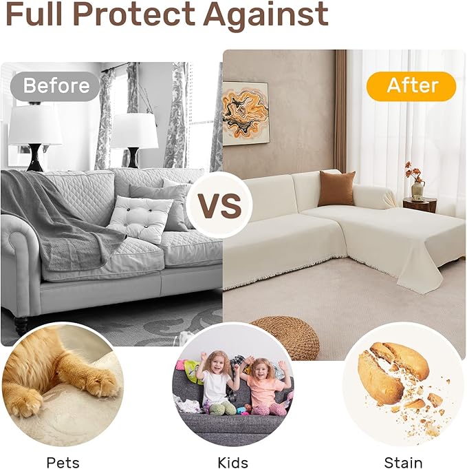 Sectional Couch Covers, 2 Pieces Washable L Shaped Couch Covers Sofa Blanket