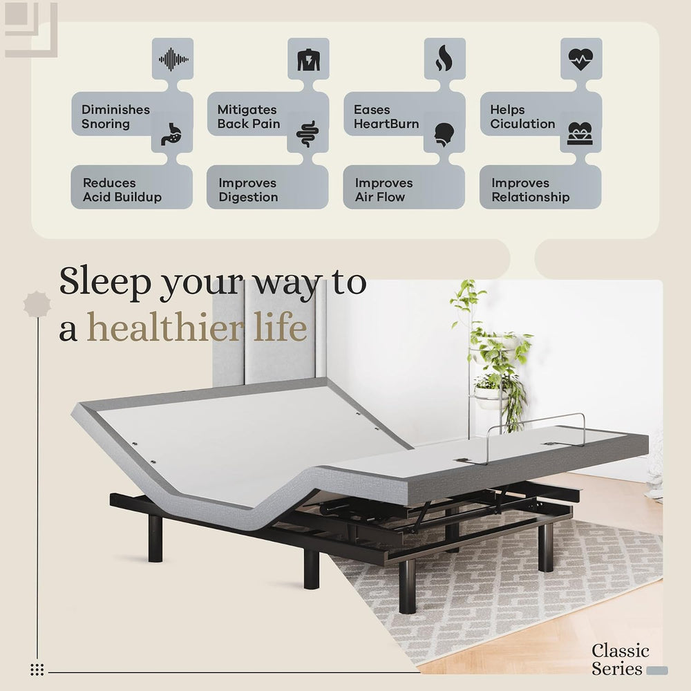 Sven & Son Classic Adjustable Bed Base, Head and Foot Lift, Massage, Unde...