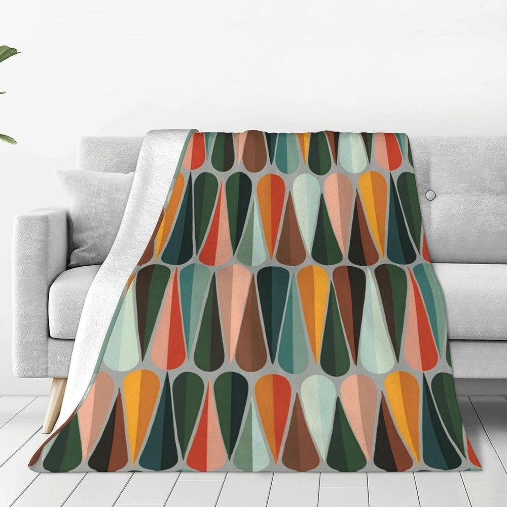 Mid Century Retro Abstract Throw Blanket Soft Cozy Plush Warm Fleece Blanket ...