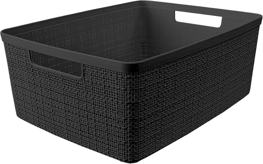 Curver Set of 6 Medium 12L Jute Decorative Plastic Organization and Storage B...