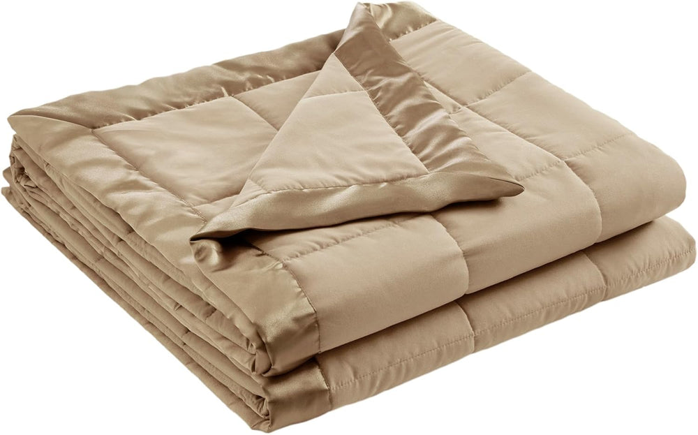 Madison Park Down Alternative Queen Blanket for Bed, Satin Trim, Brown
