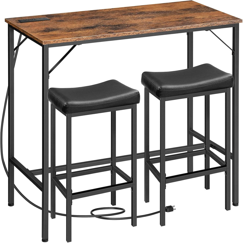 HOOBRO 3-Piece Bar Table and Chairs Set, 39.4" Pub Table, High Top Bar T...