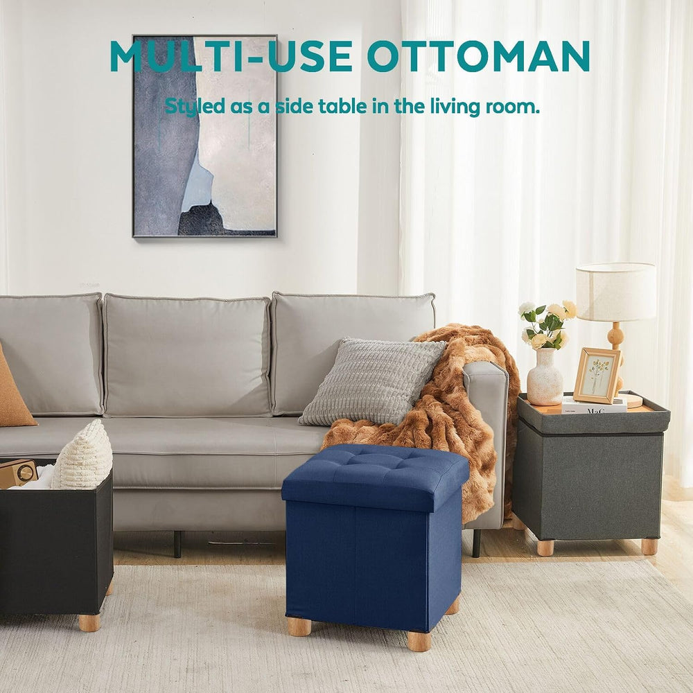 BRIAN & DANY Ottoman with Storage, Square Storage Ottoman for Dorm, Linen...