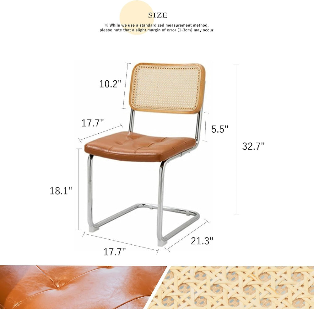 Rattan Cantilever Dining Chair, Single Modern Armless Chair with Chrome Steel...