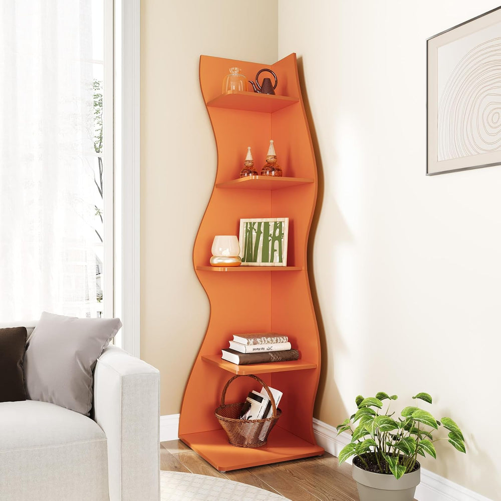 LITTLE TREE Small Corner Shelf, Modern 5-Tier Wall Corner Bookshelf, Stylish ...