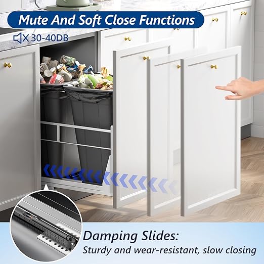 Insputer Double 40QT Pull Out Trash Can Under Cabinet, Heavy Duty Under Sink