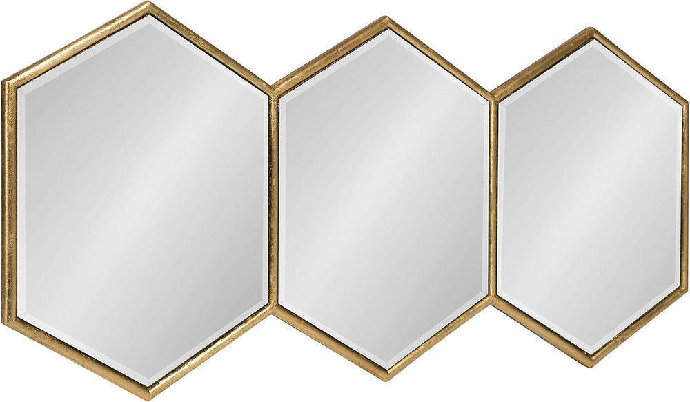 Kate and Laurel Royce Modern Glam Hexagon Trio Accent Wall Mirror, 30x14 Gold