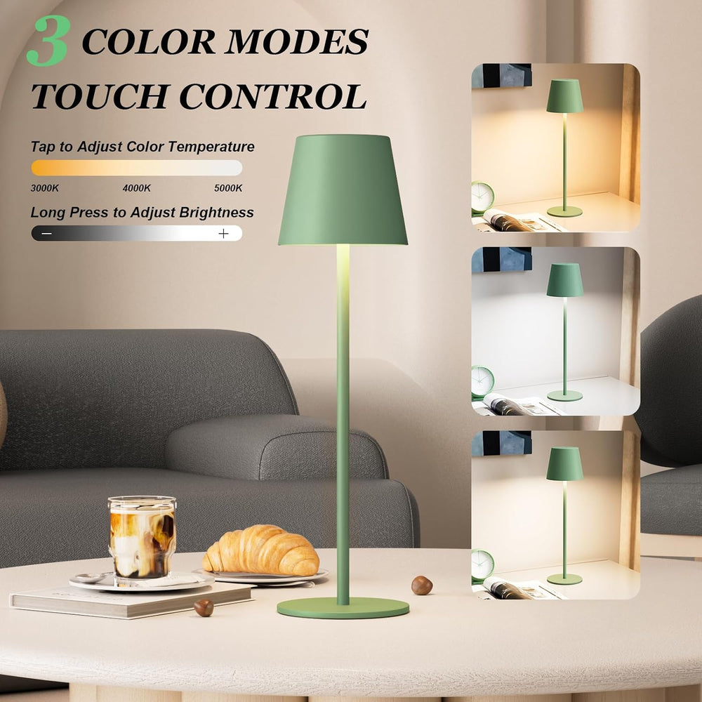 Kakanuo Cordless Table Lamp Rechargeable Green - KK 2 Pack 5000mAH Battery Op...