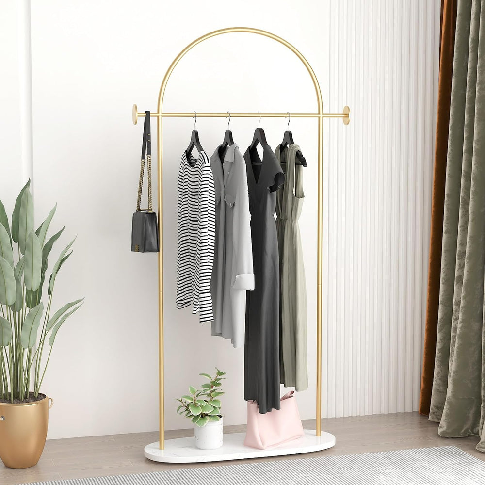 Gold Clothing Rack, Modern Clothes Rack with Shelf, Heavy Duty Freestanding C...