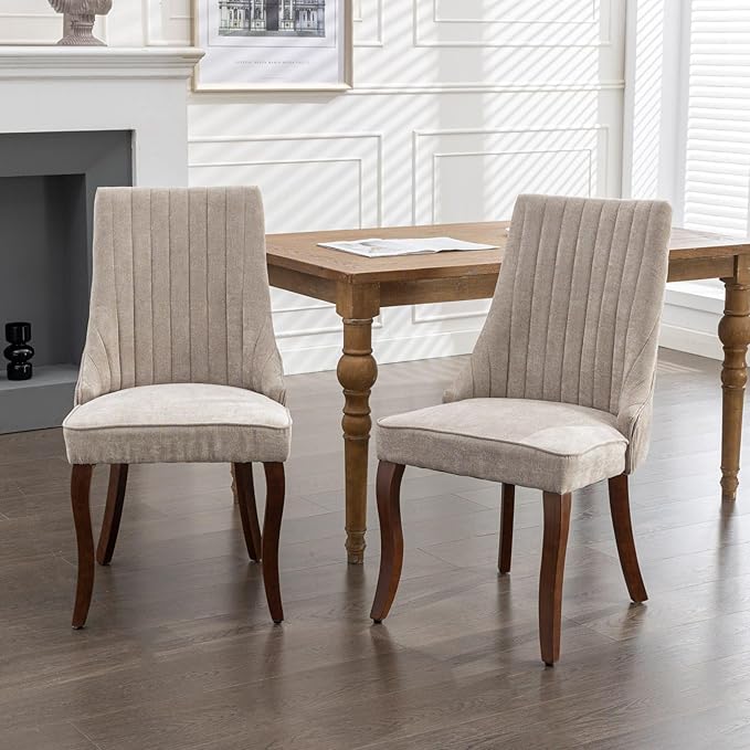 Dining Chairs Set of 2,Comfy Fabric Upholstered Accent Chairs for Kitchen Liv...